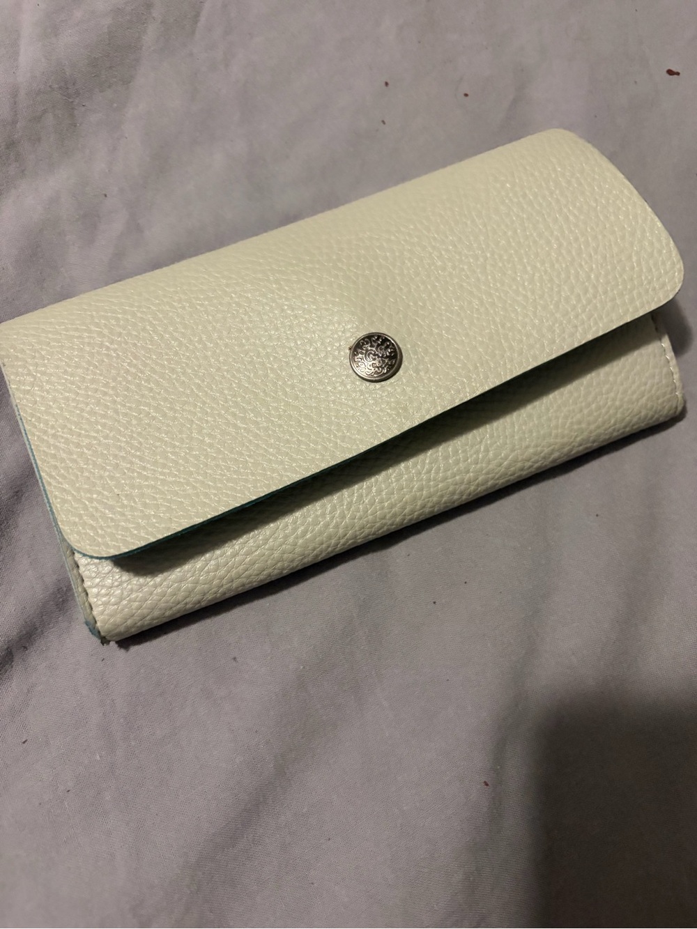 Leather Fold-Over Wallet Clutch in Off-White